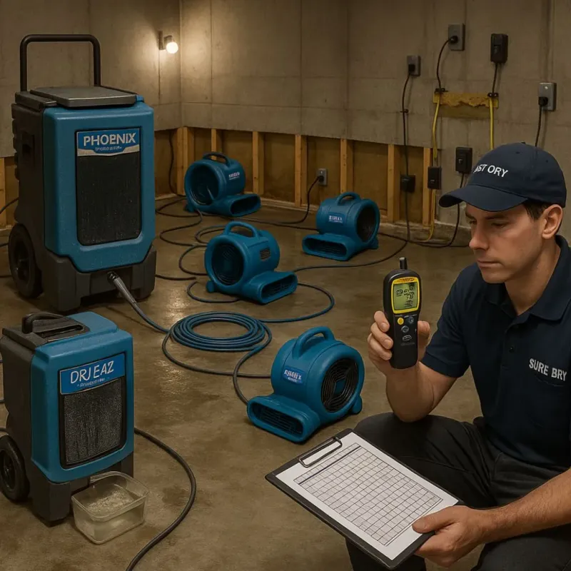 Structural Drying and Dehumidification process in Derma, MS